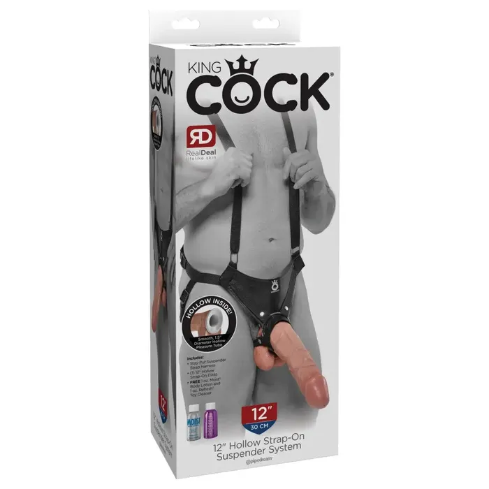 King Cock King Cock 12 In Hollow Strap On Suspender System Light Black Female Sex Toys King Cock King Cock 12 In Hollow Strap On Suspender System Light Black Female Sex Toys