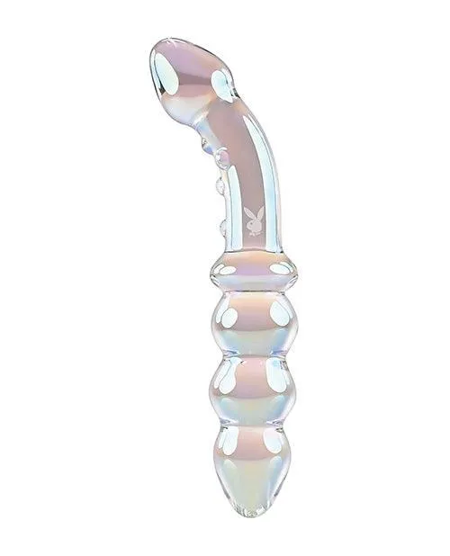 Evolved Novelties INC Playboy Pleasure Jewels Double Glass Dildo wAnal Beads Clear Anal