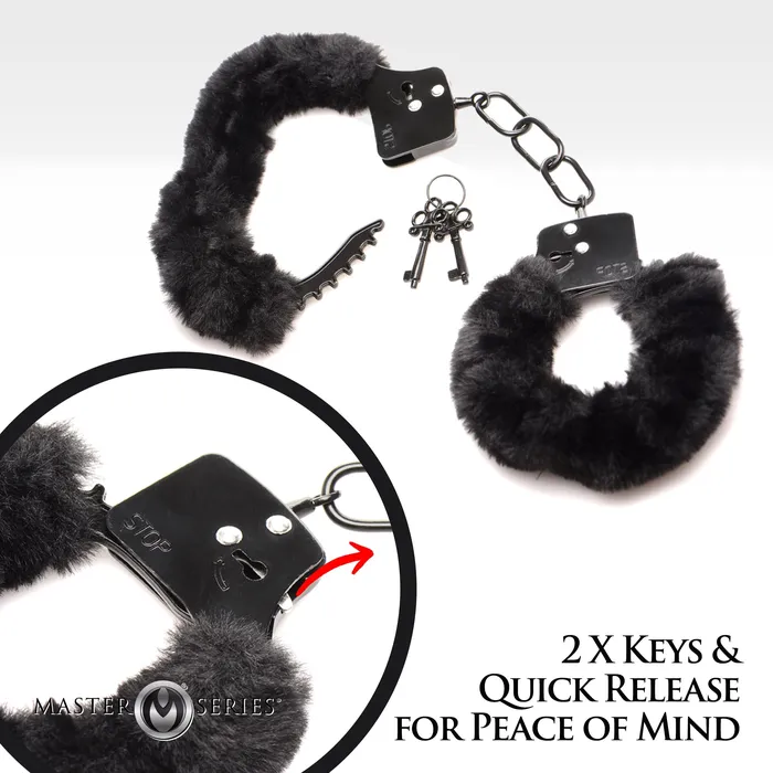 Anal Master Series Cuffed in Fur Furry Handcuffs Black