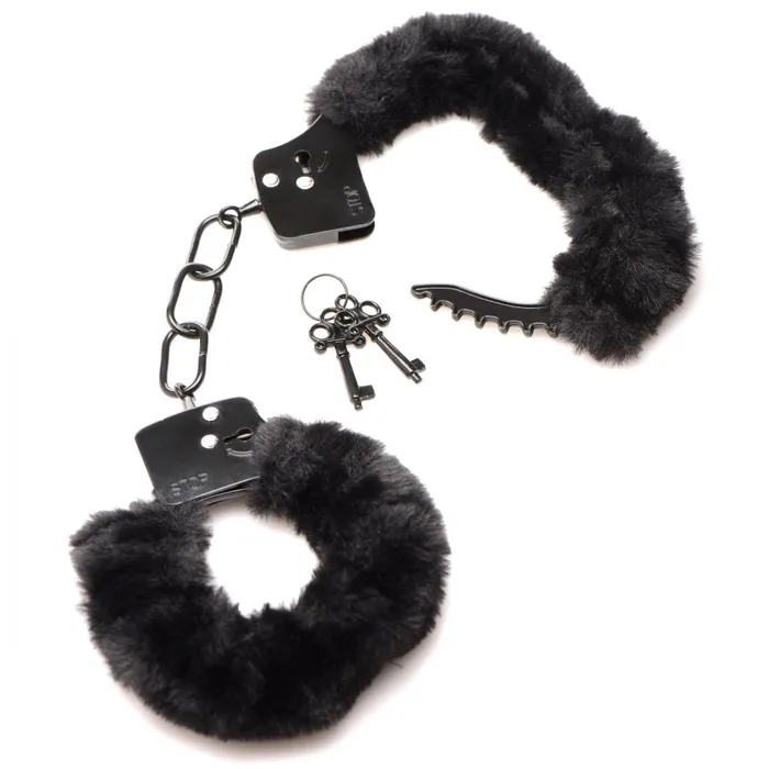Anal Master Series Cuffed in Fur Furry Handcuffs Black