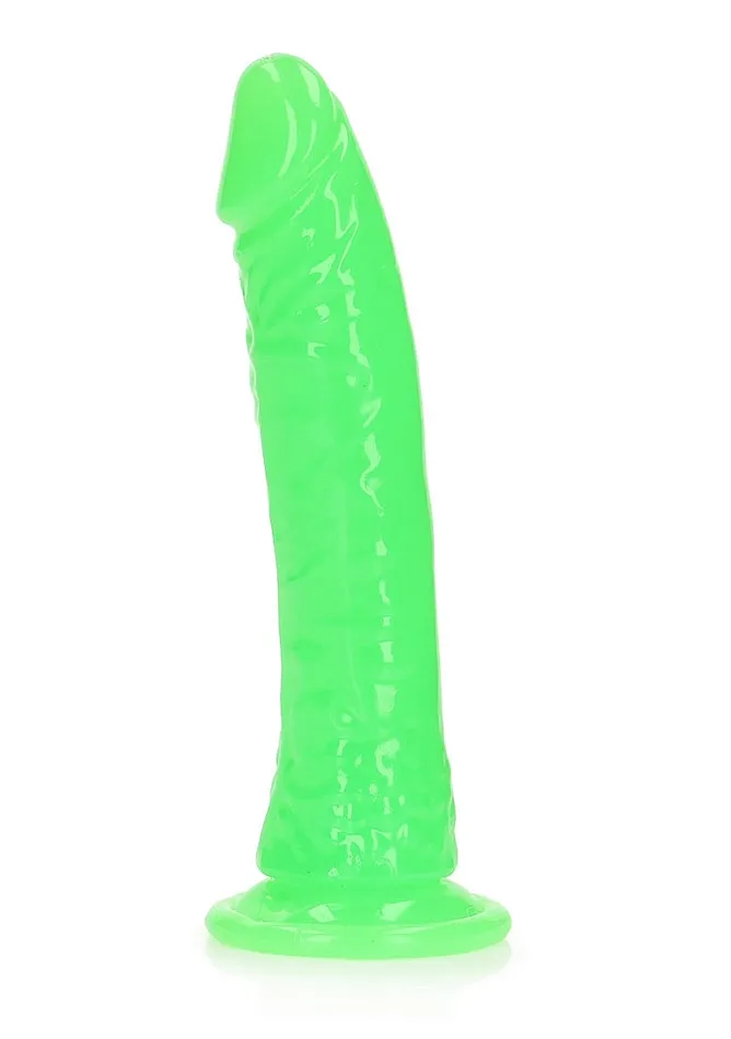 Dildos SHOTS AMERICA LLC REALROCK GLOW IN THE DARK 7 SLIM DILDO GREEN