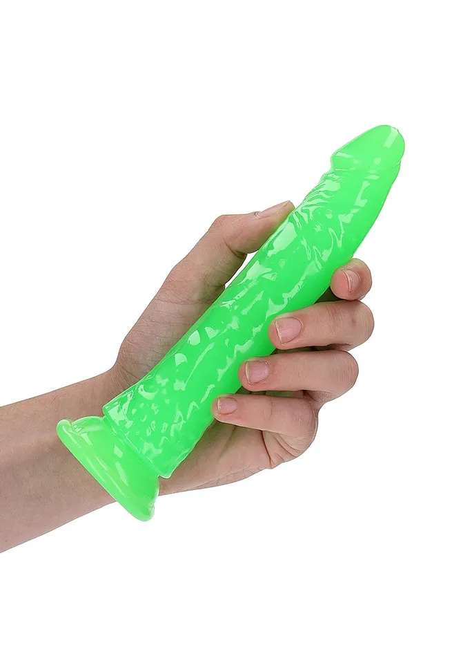 Dildos SHOTS AMERICA LLC REALROCK GLOW IN THE DARK 7 SLIM DILDO GREEN